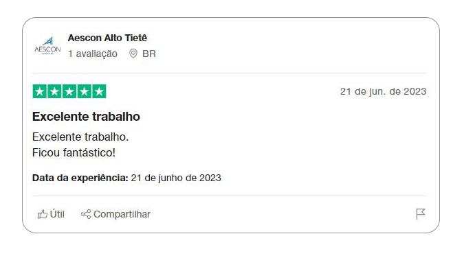 depoimento de cliente: Excelente trabalho. Ficou fantástico!