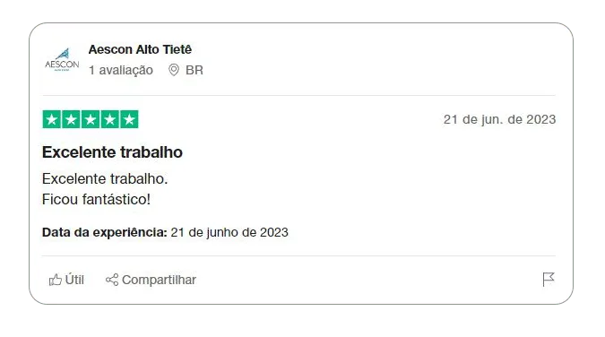 depoimento de cliente: Excelente trabalho. Ficou fantástico!