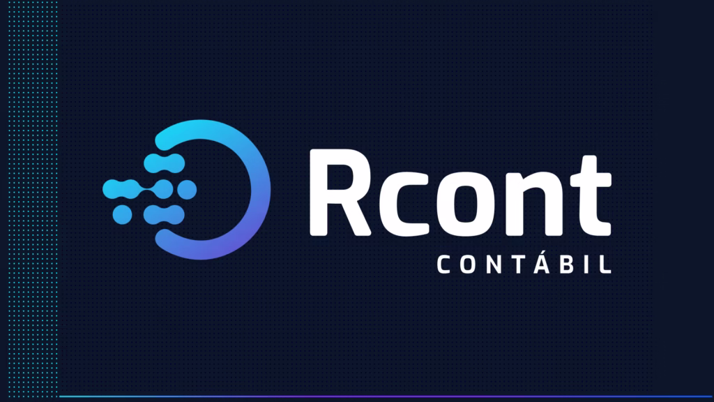 Logotipo da nova identidade visual da marca RCont, após pesquisa de mercado, análise qualitativa e design de logo e novo branding